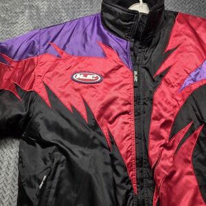Vintage HJC Racing Snowmobile‎ Jacket Men's Large Black Red Purple Insulated
